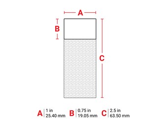 25,4mm bred x 63,50mm høy 1/100 stk.