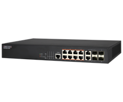 8x10/100/1000TX PoE+(180W) + 2xSFP + 2xkombo RJ45/SFP