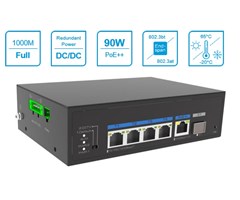 4x10/100TX PoE PSD 90W, 1xPoE PD 90W + 1x SFP/RJ45 uplink