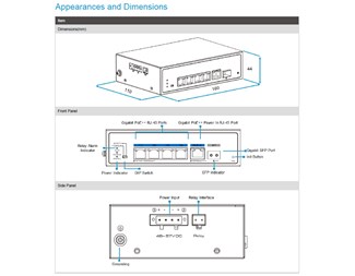 4x10/100TX PoE PSD 90W, 1xPoE PD 90W + 1x SFP/RJ45 uplink