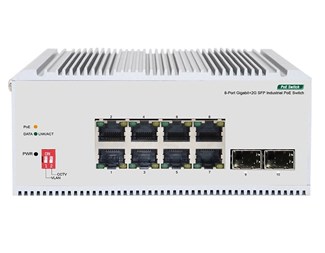 Omanagerbar DIN 1Gb switch, 8xPoE + 2xSFP