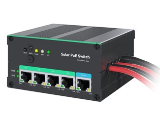 4 PortsGb PoE Switch med MPPT laddningskontroll för batteri