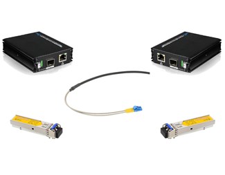 1st ruggad fiberpatch 50m, 2st konverterare, 2st SFP moduler