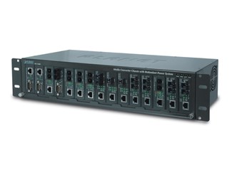 15-slot 19" Media Converter Chassis with Redundant Power Opt
