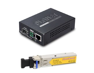 1x10/100/1000TX, 1x100/1000Base SFP med SFP 1310/1550 3Km