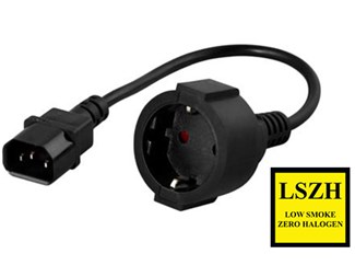 0.2m, adapter, (IEC320 C14/Schuko hun)