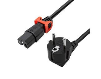 1m, C15/Schuko vinklad höger, 3X1.0, svart