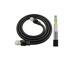 0,5 m, svart Cat6.A U/UTP, innvendig armering