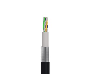 0,5 m, svart Cat6.A U/UTP, innvendig armering