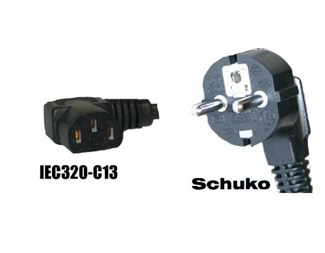 2,5 m, type A (IEC320 C13/Schuko) vinklet 90 grader