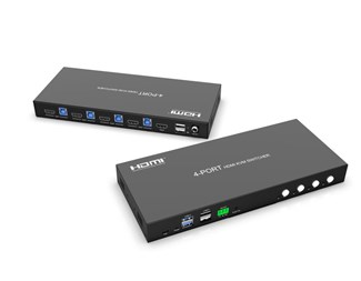 4 x HDMI 2.0 og 4 x USB 3.1 Gen1 inn, 2 x USB 3.0 og 2 x USB 2.0 ut