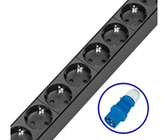 6xDIN49440 utganger, 1xIEC60309 16A inngang, 19 ''