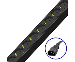 7xDIN49440 utganger, 1xIEC320-C14 10A inngang, 19''