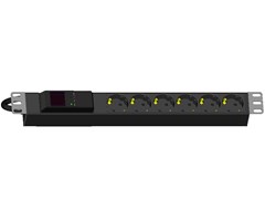 6x Schuko ut, Blåhand. 16A in, 19''