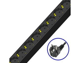 8x Schuko ut, Schuko 16A in, strömbryt. 19'', 3m kabel