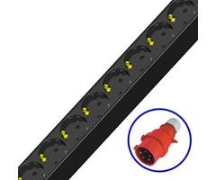 16x schuko uttag, 1xRöd handske 3x16A, 2meter, 3-fas