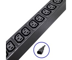 8 x C13 ut. 1 x C14. 2 m 10 A inn, 19"