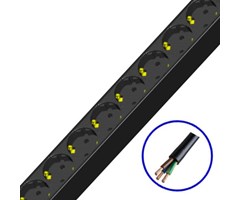 9 x Schuko, 16A in, Open end. 19'' 6m kabel