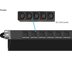 14xIEC320-C13 utganger, 1xIEC320-C14 10A innganger,
