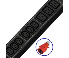 IP PDU 24xC13/6xC19 ut. 3x16A 400V in, röd.hand 3m