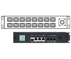 16 x C13 ut, industrikontakt 16 A inn, 19"