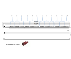 48xC13 IEC-Lock ut. 1x 3-fas 3x16A, 2.5 met. L: mm 1818