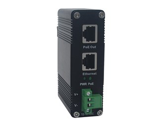 PoE+ injektor, 10/100/1000Base-T, 30 W ut, 12–48 V inn