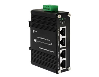 PoE-injektor, 10/100/1000Base-T, Max 60 W ut, 12–48 V DC inn