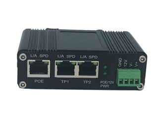 IEEE 802.3af/at PoE inn, 20 W og 12 V DC (skrueterminal) ut, DIN