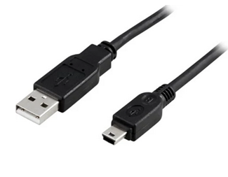 2m, USB-A till Mini B, svart