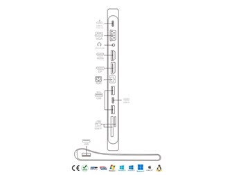 Docking Station 12 i 1 USB-C™ Hub VGA HDMI DP RJ45 with Mic