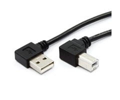 2m, USB A till B, vinklad, svart