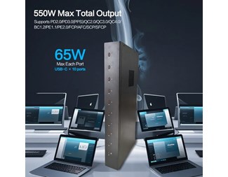 10xUSB-C  laddningstation med 65W