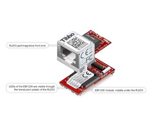 Tibbo DS1206 som kretskortmodul til innbygging (inkl RJ203)