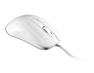 Desinfiserbar USB-mus med rullefunksjon, hvit, 60 cm kabel