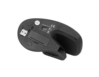 Svart trådløs mus utformet ergonomisk