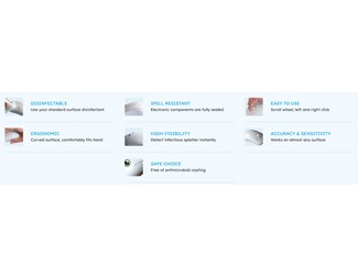 Vit, Trådlös Mus, IP65, scroll-funktion, Hygienisk