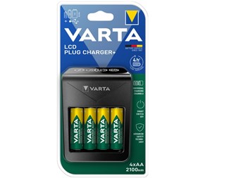 Varta lader med 4x AA/HR6 2100mAh Varta batteri