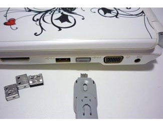 USB låse Kit med nøkkel og 4 låser, rosa