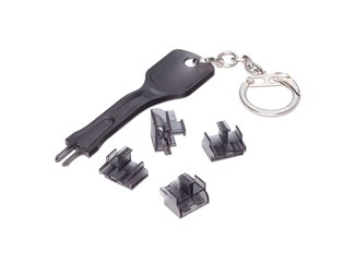 LC-låssett med nøkkel og 4 lås, grå
