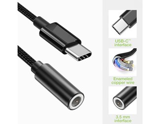 Adapter USB-C TIL 3,5mm mini-jack