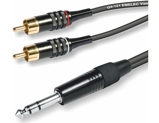 1,5m Han 6,3mm til Han 2xRCA