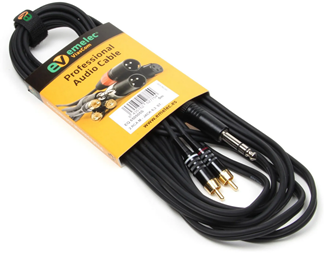 1,5m Han 6,3mm til Han 2xRCA