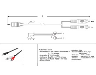 1,0M 3,5mm-2xRCA