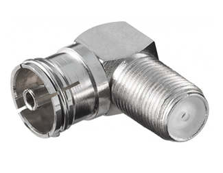 F hun - IEC koax hun 90°, 75 Ohm