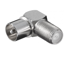F hun - IEC koax hun 90°, 75 Ohm