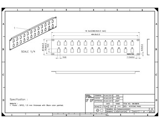 Ubestykket panel 24xRJ45, 2HE, svart
