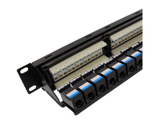 LED-panel, 24xRJ45, 1HE, Krone inkl. tester