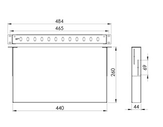 1HE  19¨ fiberpanel 12SC simplex/12LC duplex, grå