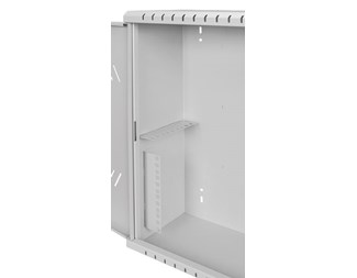 19" 3+4HE, dybde 180 mm ventilert metalldør, grå